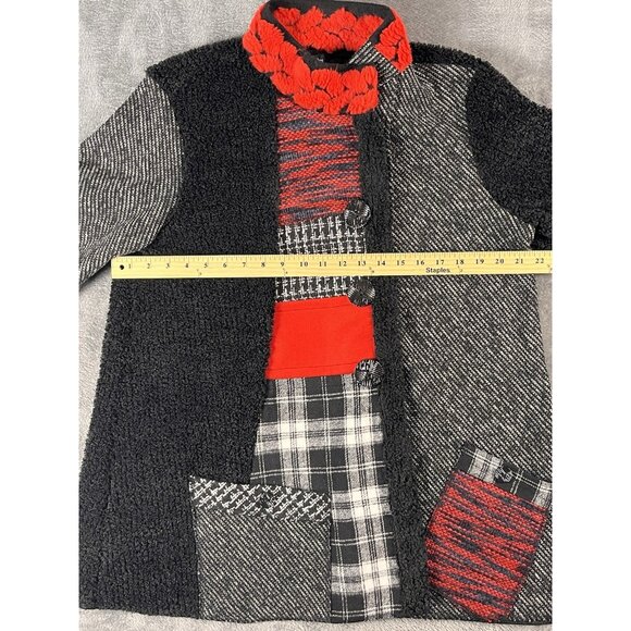 ALI MILES Sweater Coat Jacket Women's L Art To Wear Patchwork Heavyweight Boho - Picture 5 of 6